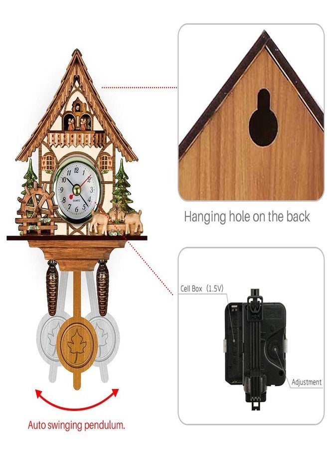 Gazaar Cuckoo Clock Antique Wooden Cuckoo Birdhouse Wall Clock Home Decor Hanging Cuckoo Clock Auto Swing Pendulum Home Decor, Antique Wooden Pendulum Quartz Wall Clock (CM005) - Image 3